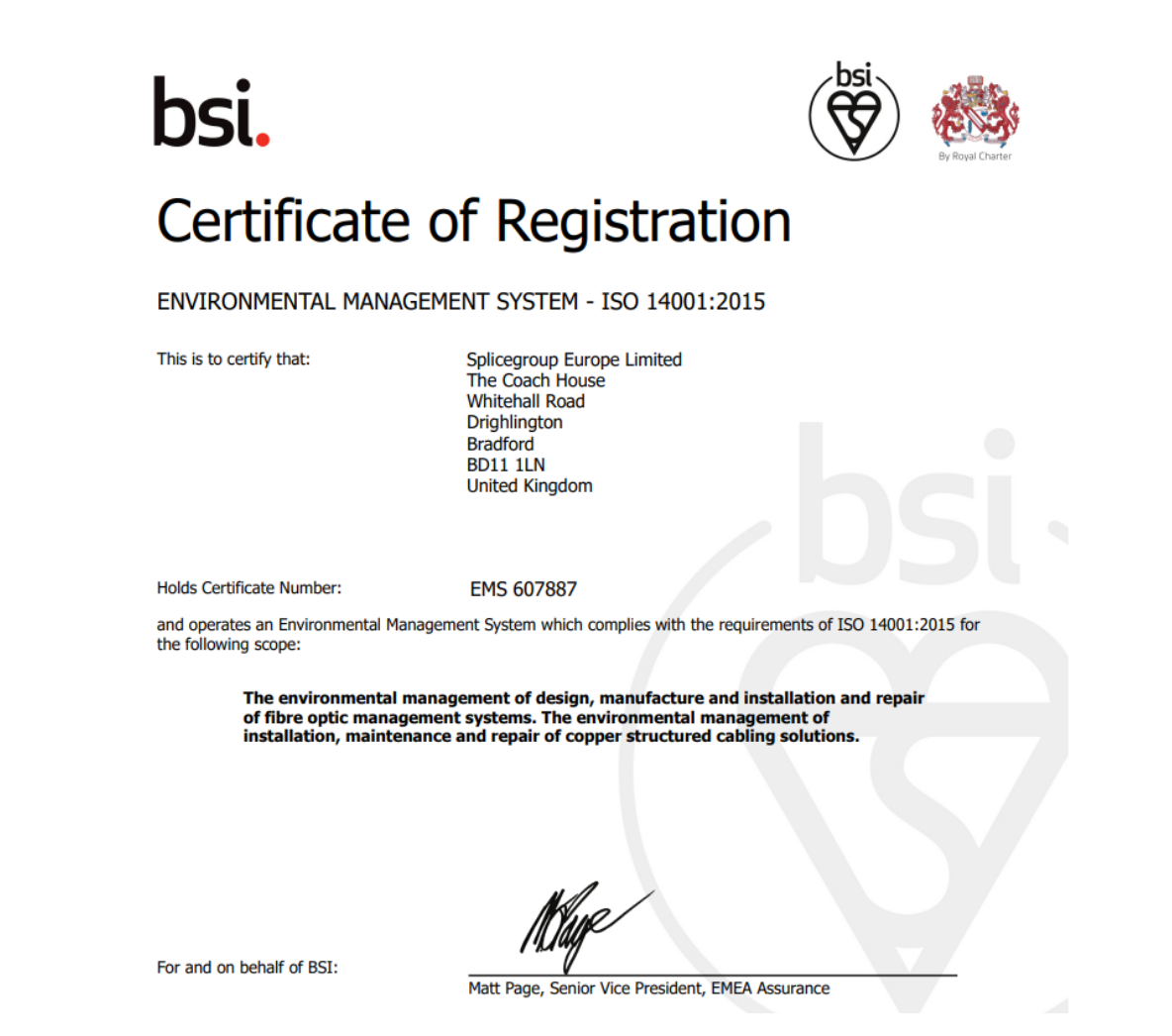 BSI Environmental Management System Environmental