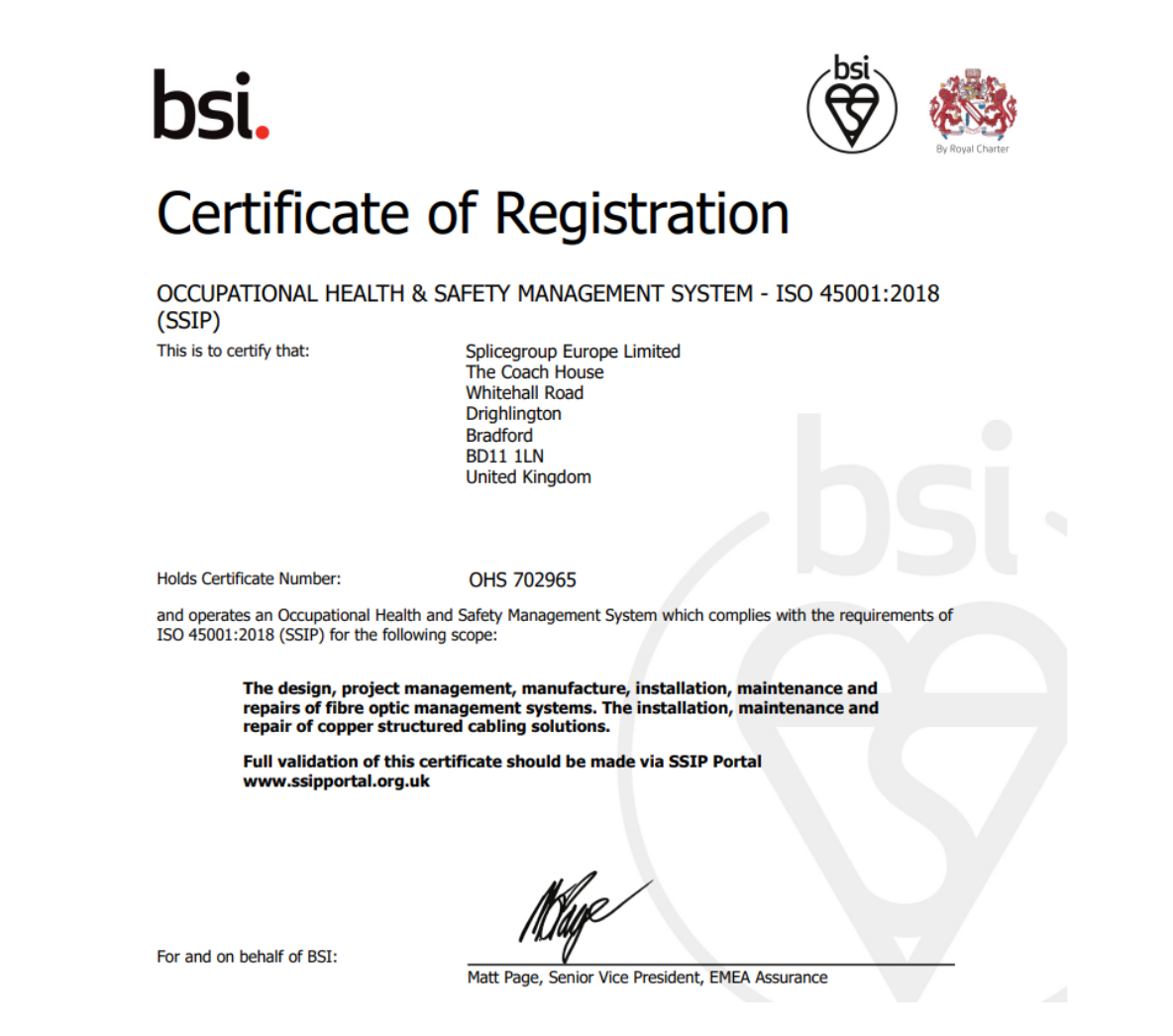 BSI Occupational Management System